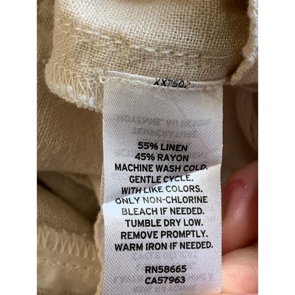 Caslon Women's Tapered Linen Pants Elastic Waist Flax Beige Size Large - Picture 5 of 9
